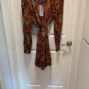 Daniel Rainn Floral Long Sleeve Dress with Tie Waist brand new